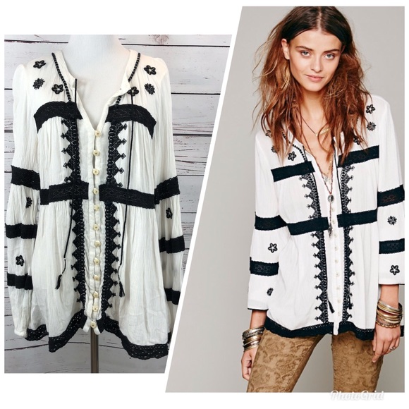 Free People Tops - FREE PEOPLE Iris Peasant BOHO Top Med